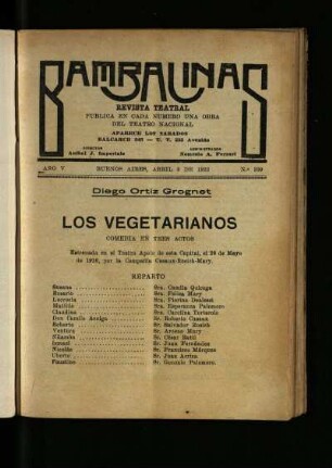 Los vegetarianos : comedia en tres actos