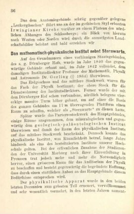 Das mathematisch-physikalische Institut nebst Sternwarte.