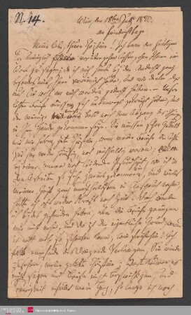 Meine liebe, theure Christine! Ich kann den heutigen Tag unmöglich vorüber ... , 18.07.1822. - Benediktinerabtei St. Bonifaz in München und Andechs