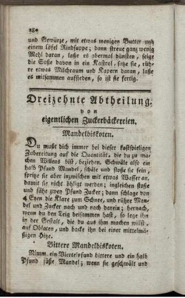 Dreizehnte Abtheilung. Von eigentlichen Zuckerbäckereien.