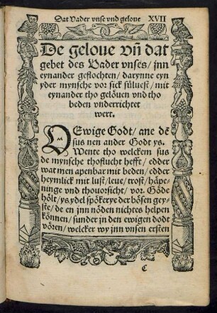 De gelove und dat gebet des Vader unses/ inn eynander geflochten ...