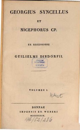 Georgius Syncellus et Nicephorus Cp, 1