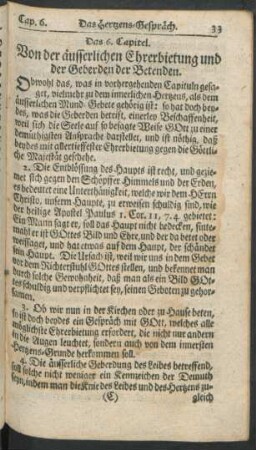 Das 6. Capitel. Von den äusserlichen Ehrbietungen und der Geberden der Betenden