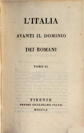 L' Italia avanti il dominio dei Romani, 2