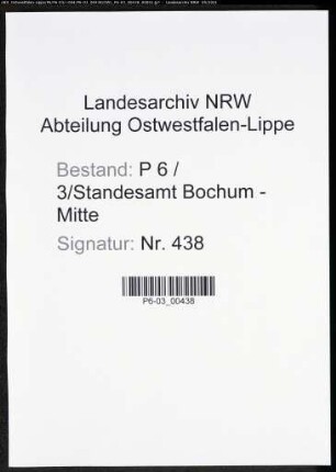 Heiratsregister Standesamt Bochum-Mitte