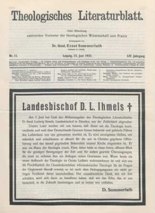 Todesanzeige Landesbischof Ihmels