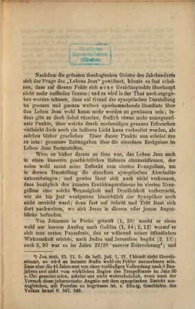 Zur Chronologie des Lebens Jesu nach den Synoptikern