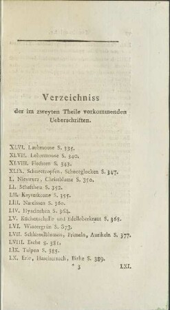 Verzeichniss der im zweyten Theile vorkommenden Ueberschriften.