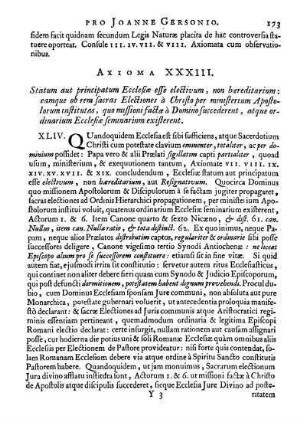 Axioma XXXIII. Statum aut principatum Ecclesiæ esse electivum, non haereditarium: [...]