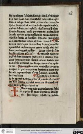 Capitulum septimum quod in exerciis corporalibus ut ieiunio abstinentia non semper oportet mortem timere sed corpus debet castigari acriter.