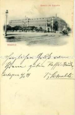 Ansicht der "Banco de España" in Madrid