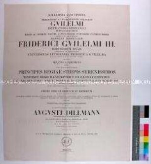 Einladung zu einem Vortrag von August Dillmann an der Friedrich-Wilhelm-Universität zu Berlin am 3.8.1876 in deutscher Sprache (in lateinischer Sprache)