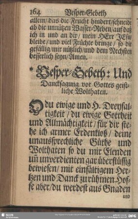 Vesper-Gebeth am Dienstag