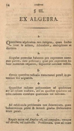 § III. Ex algebra.