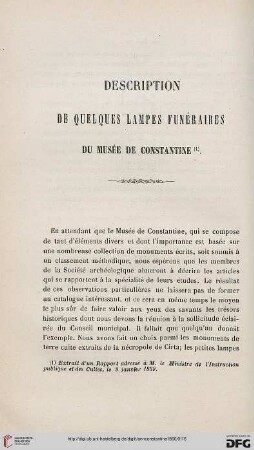 Description de quelques lampes funéraires du musée de Constantine