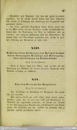 VIV. Von dem Betriebe des Bergbaues