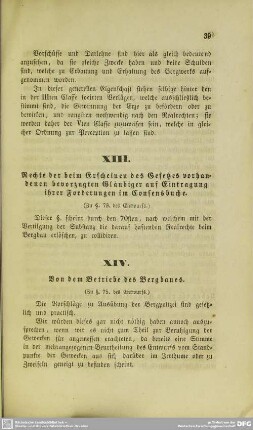 VIV. Von dem Betriebe des Bergbaues