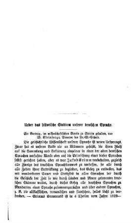 Ueber das historische Studium unserer deutschen Sprache