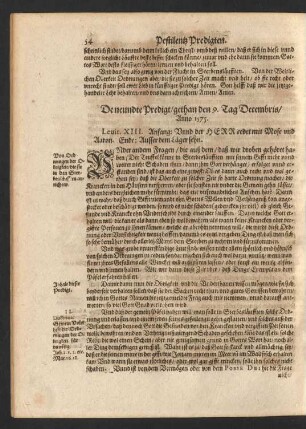 Die neundte Predigt/ gethan den 9. Tag Decembris/ Anno 1575.