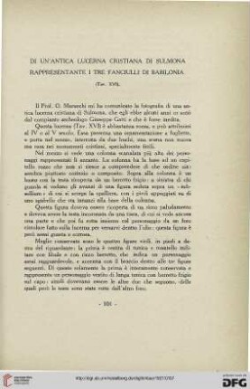 27: Di un'antica lucerna cristiana di Sulmona rappresentante i tre fanciulli di Babilonia