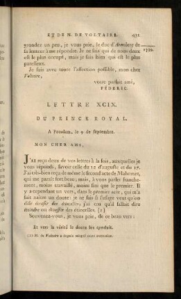 431-443, Lettre XCIX.-C.