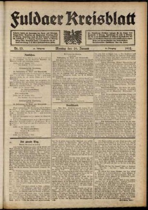 Ausgabe vom Montag, den 29. Januar 1912.