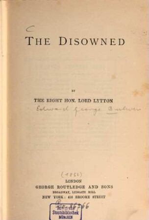 Lord Lytton's novels. 9, The disowned
