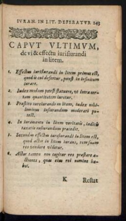 Caput Ultimum, de vi & effectu iurisiurandi in litem.