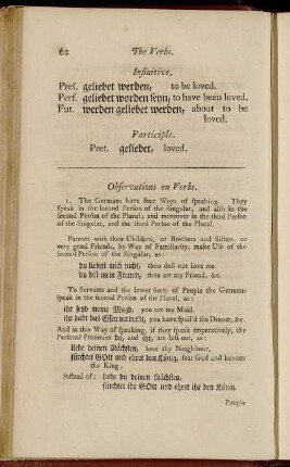 Observation on Verbs. - Particular Use of some Verbs.