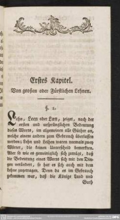 Erstes Kapitel. Von großen oder Fürstlichen Lehnen