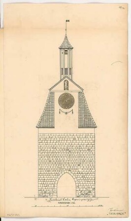 Torturm Monatskonkurrenz Oktober 1906: Aufriss Vorderansicht 1:50; Maßstabsleiste