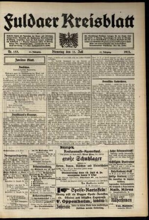 Zweite Ausgabe vom Dienstag, den 11. Juli 1911.