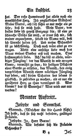 Neunter Auftritt. Josephe und Sonnthal