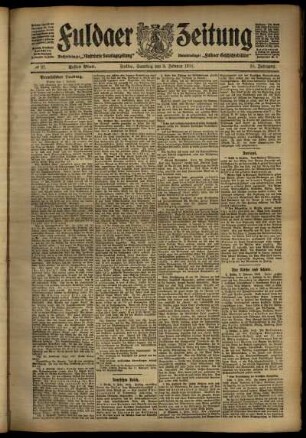Erste Ausgabe vom Samstag, den 03. Februar 1912.