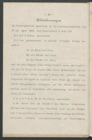 Abänderungen [des Schulreglements]