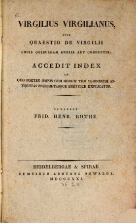 Virgilius Virgilianus : s. quaestio de Virgilii locis quibusdam dubiis