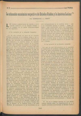 La situación económica respectiva de Estados Unidos y la América Latina