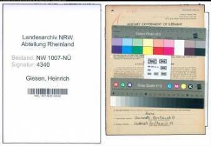 Entnazifizierung Heinrich Giesen , geb. 08.10.1885 ()