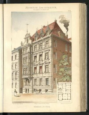 Wohnhaus in Stuttgart, Architekt E. Mayer, Stadtbaurat. Grundriss Erdgeschoss
