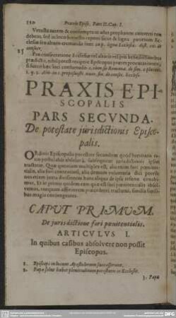 Pars Secunda. De potestate jurisdictionis Episcopalis