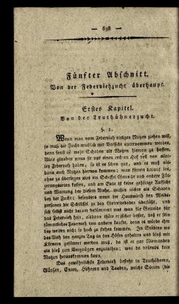 Fünfter Abschnitt. Von der Fiederviehzucht überhaupt.