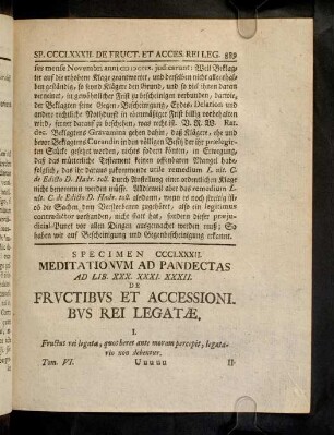 889-895, Sp. 382. De Fructibus & accellionibus rei ...