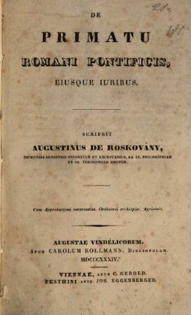 De primatu Romani pontificis eiusque iuribus