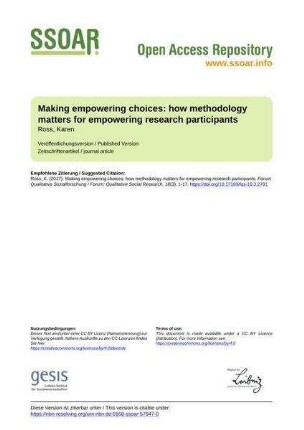 Making empowering choices: how methodology matters for empowering research participants