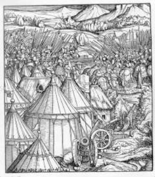 Feldlager des Weißkunig vor der Schlacht (Nr. 153 aus Weißkunig)