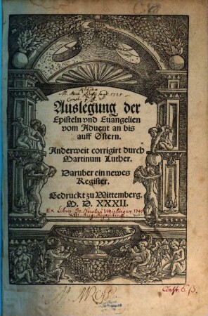 Auslegung der Episteln vnd Euangelien vom Aduent an bis auff Ostern