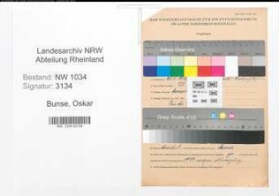 Entnazifizierung Oskar Bunse , geb. 21.05.1913 (Unterwachtmeister)