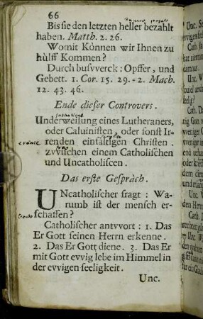 [Undervveisung eines Uncatholischen.]