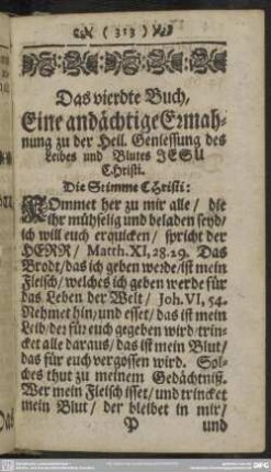 Das vierdte Buch, Eine andächtige Ermahnung zu der Heil. Geniessung des Leibes und Blutes Jesu Christi