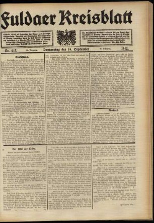 Ausgabe vom Donnerstag, den 19. September 1912.